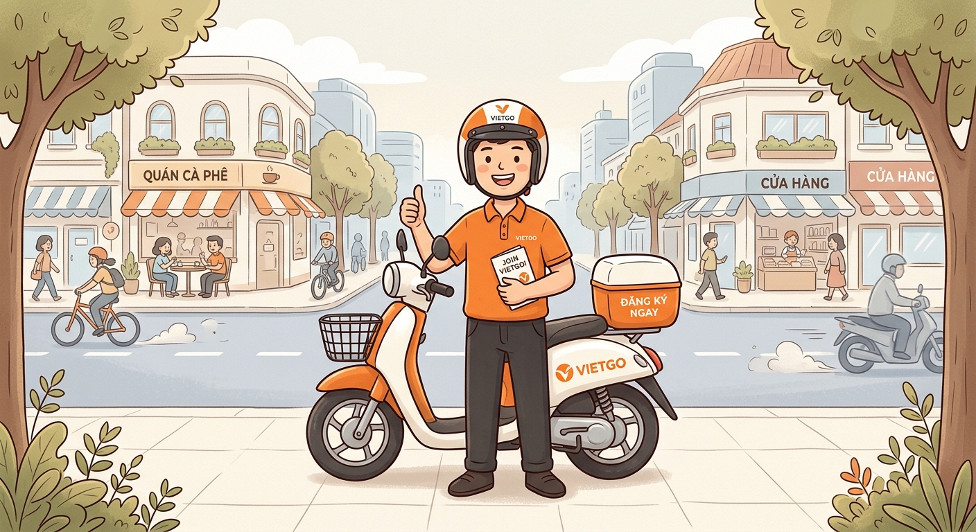 Minh hoạ tài xế VietGo đăng ký hợp tác.