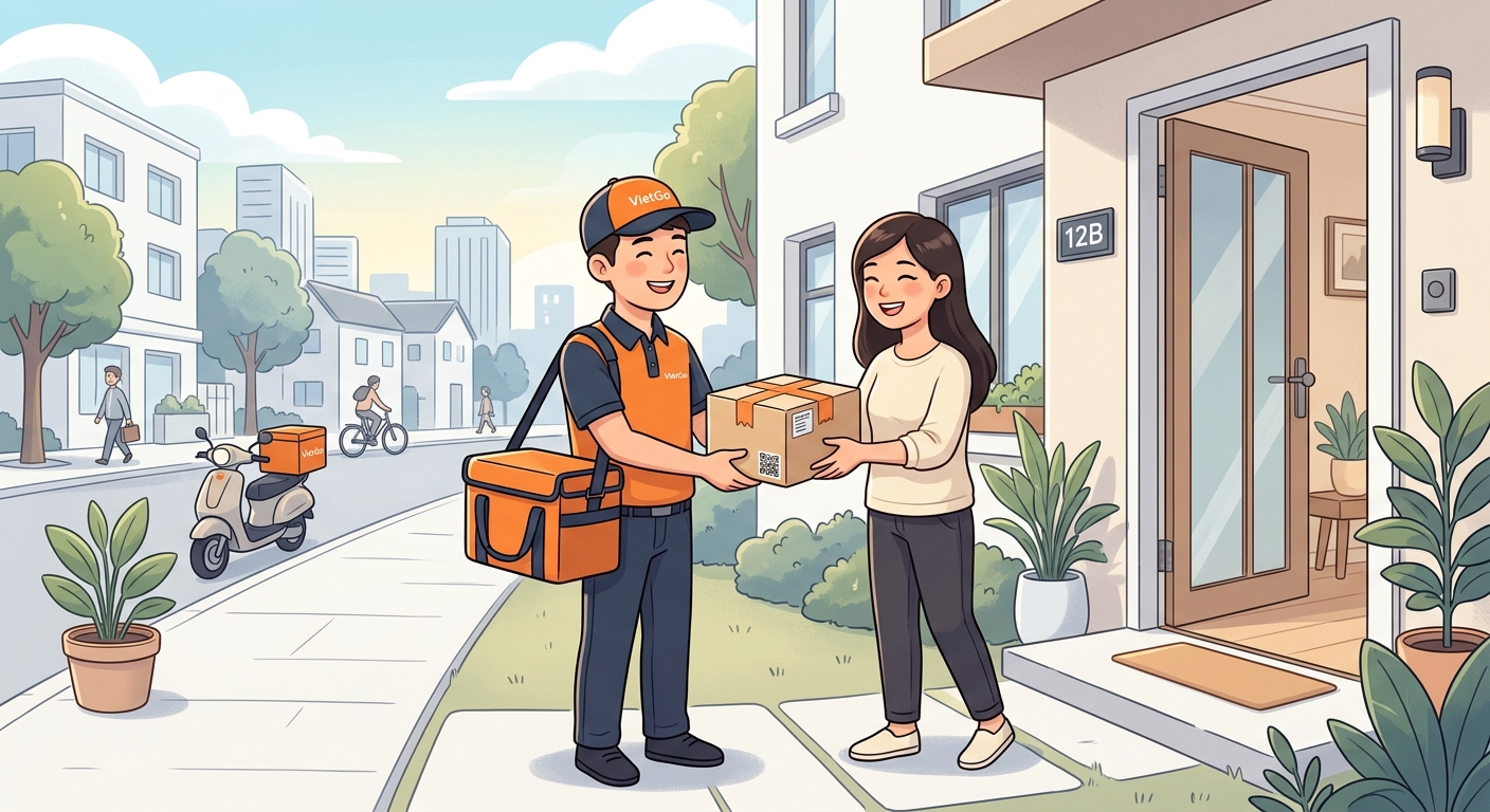 Minh hoạ giao hàng tận nơi của VietGo.