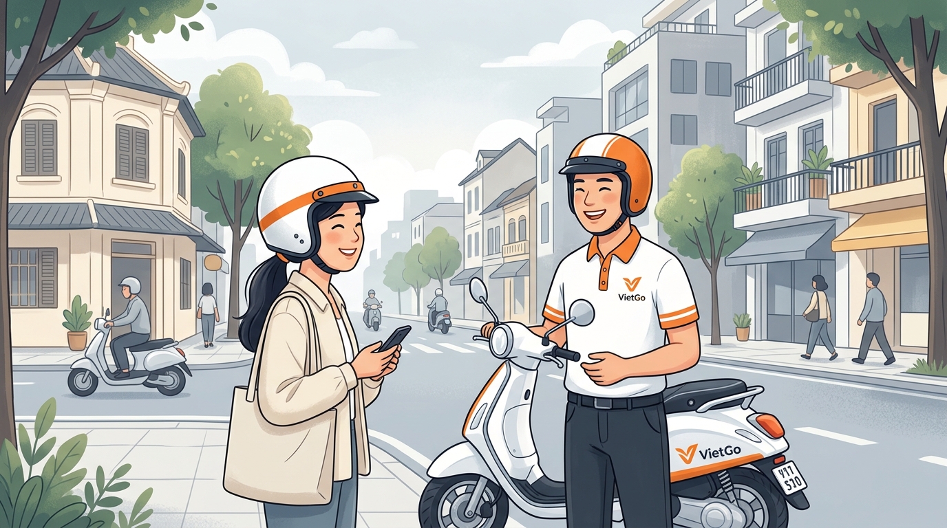 Minh hoạ tài xế VietGo đón khách.